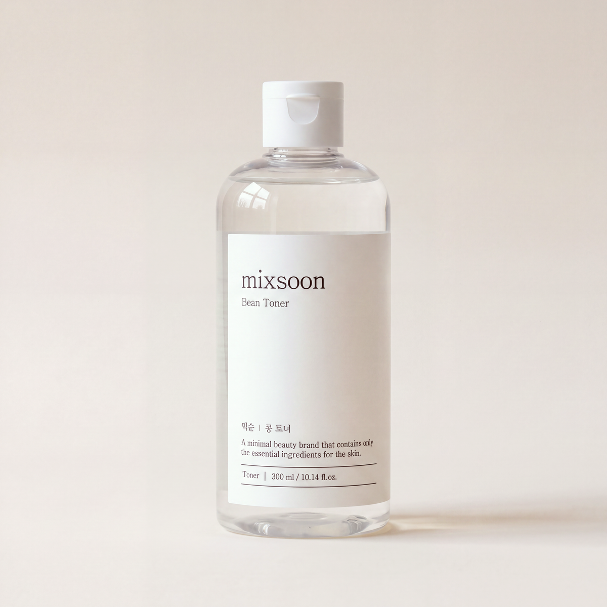 Mixsoon Bean Toner 300 ml bottle on a warm beige backdrop