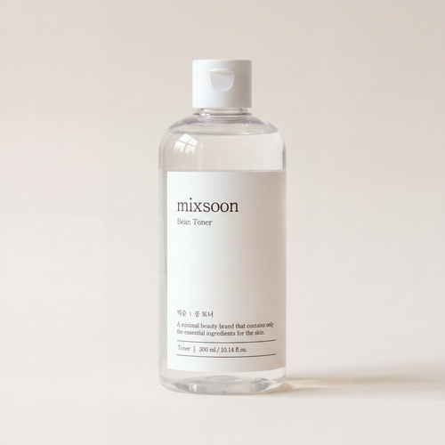 Mixsoon Bean Toner 300 ml bottle on a warm beige backdrop